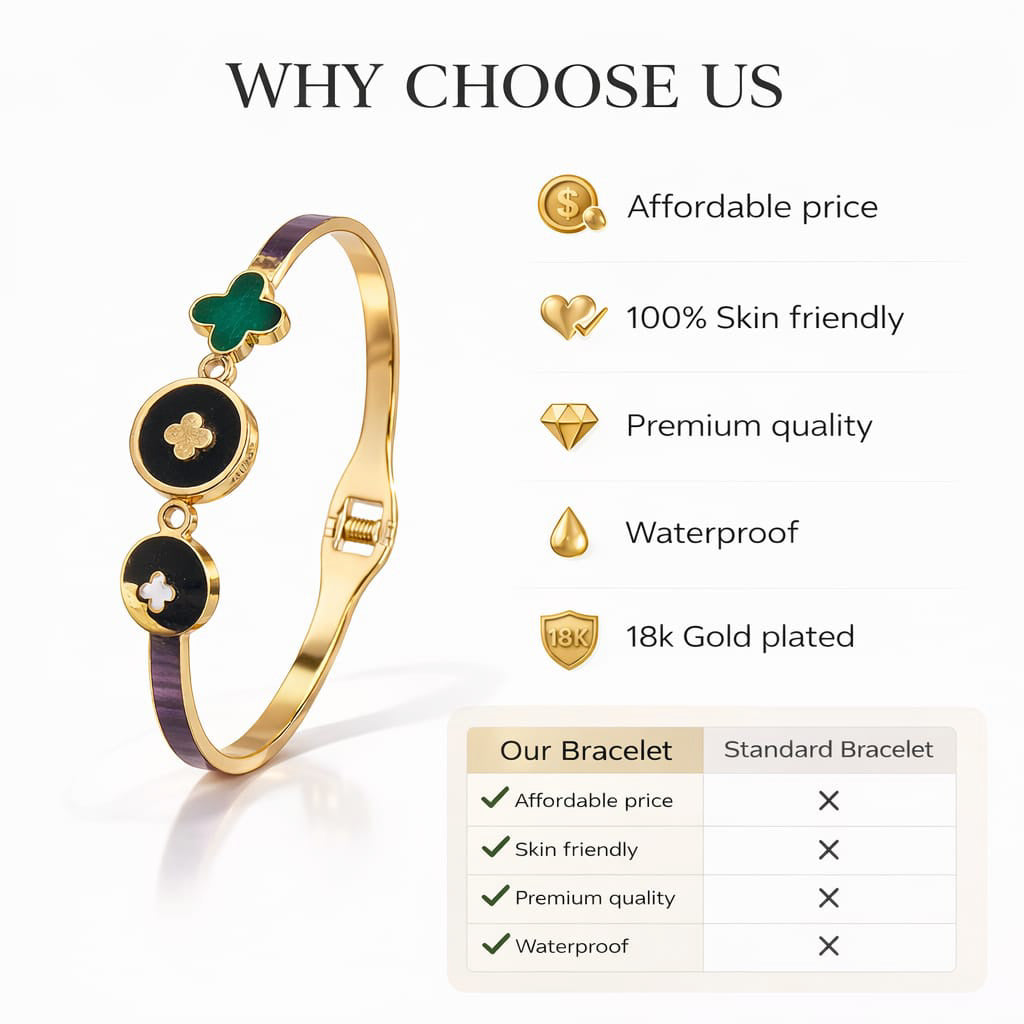 Gold-Plated Bracelet with Enamel Charms & Gold Band